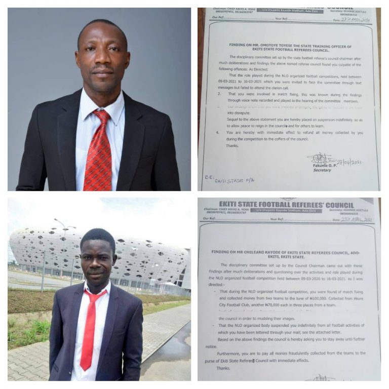 Two Nigerian Referees Suffer Indefinite Ban For Collecting Bribe Worth Over 300K Naira To Fix Games
